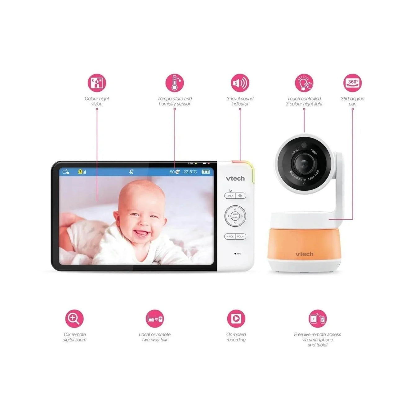 VTech RM7767HD 7inch Smart Wi - Fi Baby Monitor - Miu Mau Baby & Kids Store