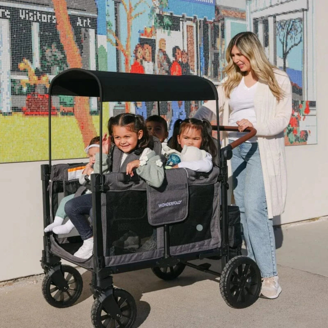 Wonderfold W4 Luxe Pro Stroller Wagon - Jet Black - Miu Mau Baby & Kids Store