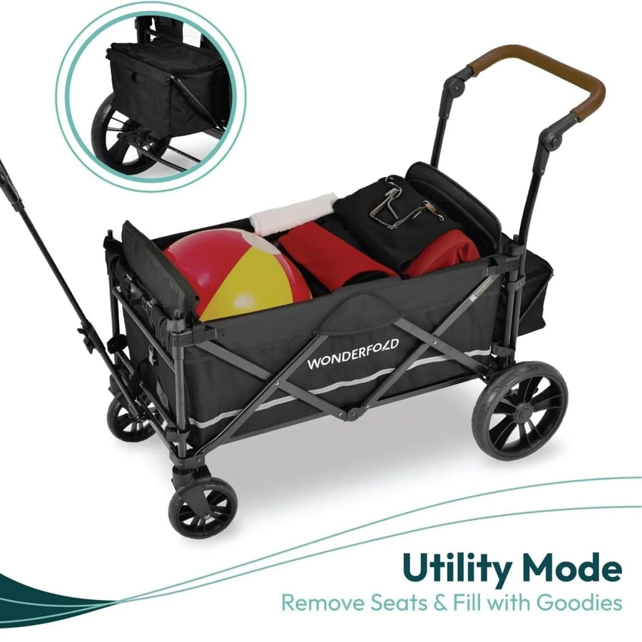 Wonderfold X2R Push and Pull Quad Stroller Wagon - Black - Miu Mau Baby & Kids Store