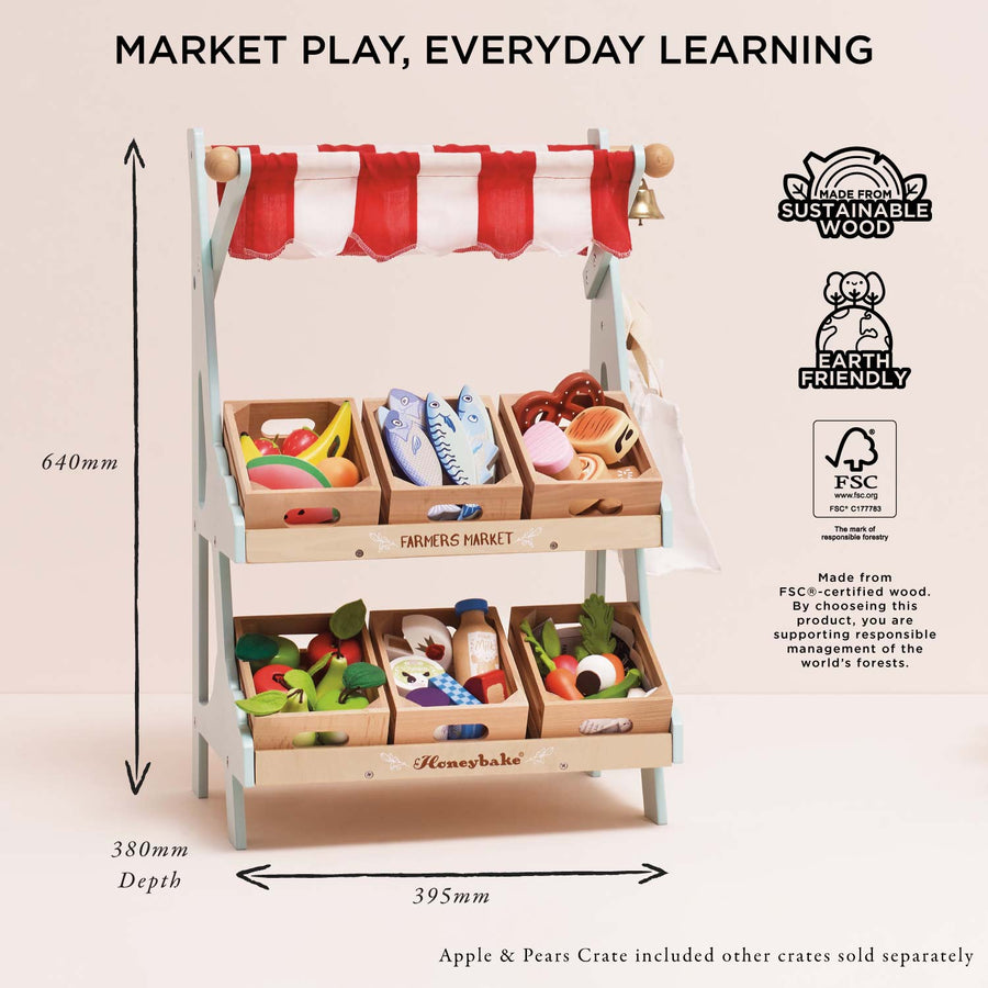 Wooden Market Stall & Fruit Play Food Crate - Miu Mau Collectibles