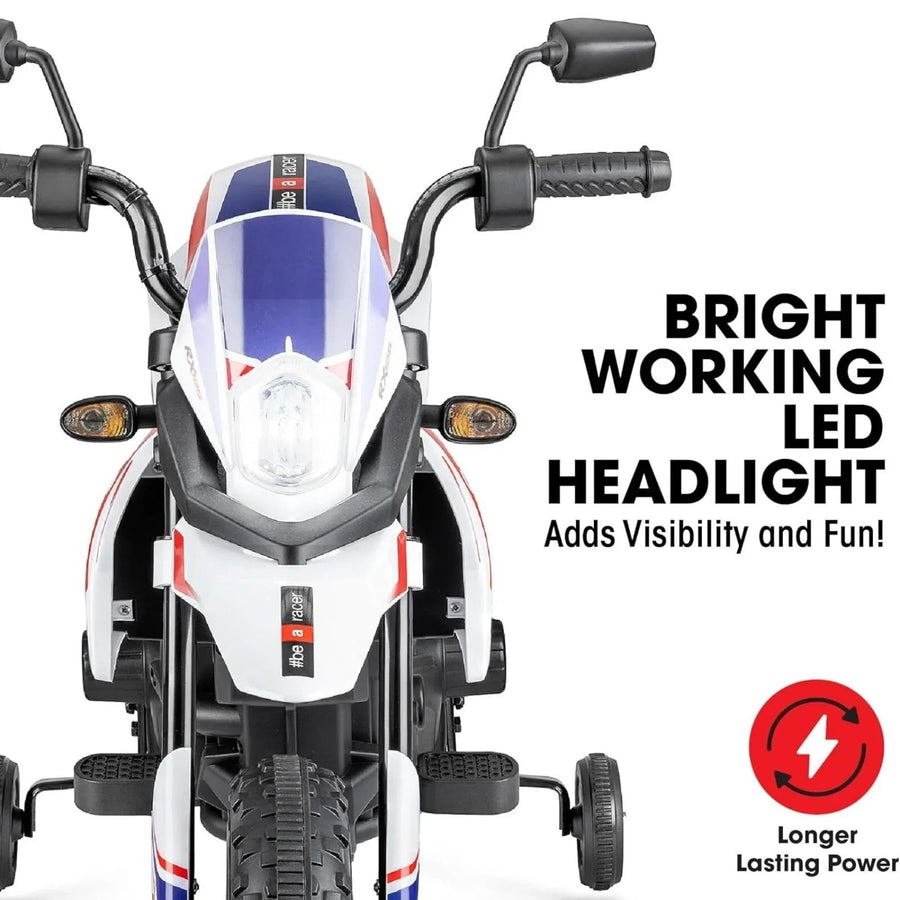 Xootz Aprilia 12V Electric Motorbike Ride On with Lithium Battery - White - Miu Mau Collectibles