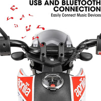 Xootz Aprilia 12V Electric Motorbike Ride On with Lithium Battery - White - Miu Mau Collectibles