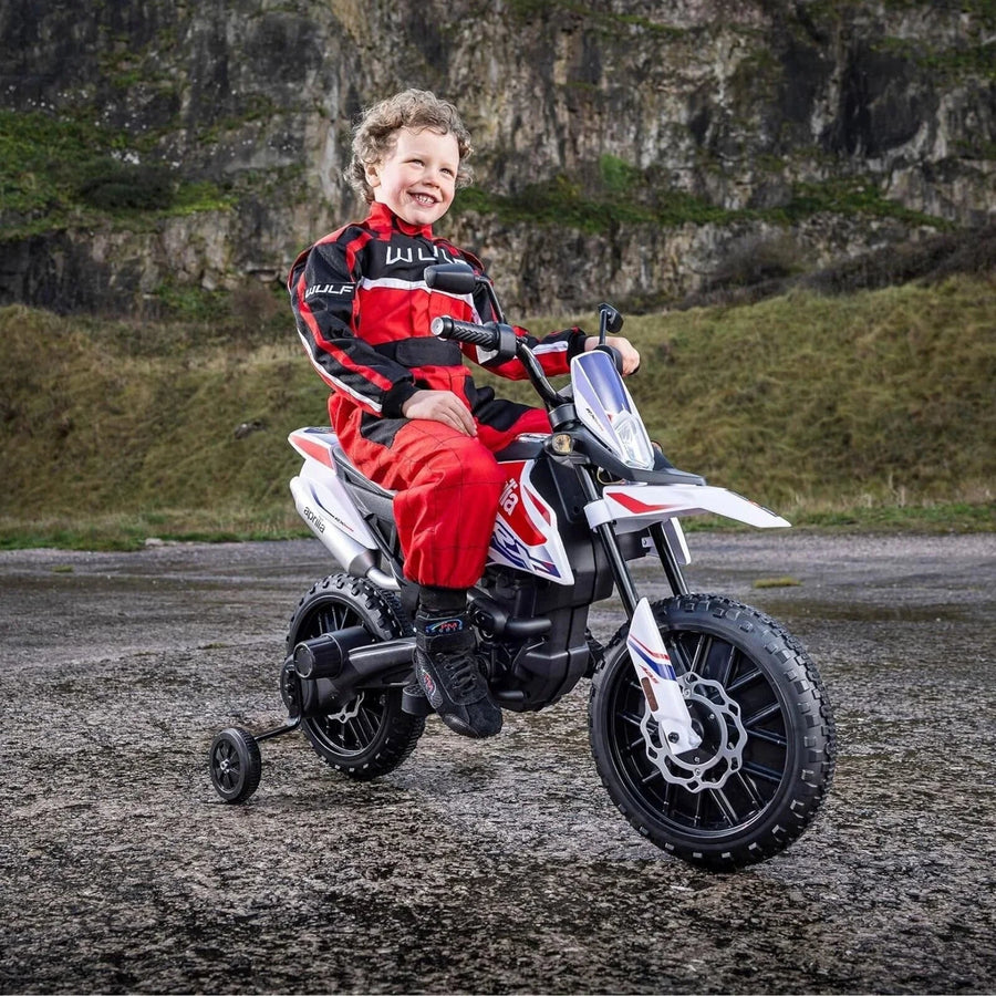 Xootz Aprilia 12V Electric Motorbike Ride On with Lithium Battery - White - Miu Mau Collectibles