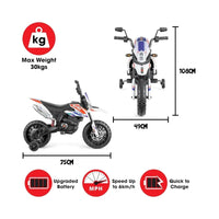 Xootz Aprilia 12V Electric Motorbike Ride On with Lithium Battery - White - Miu Mau Collectibles