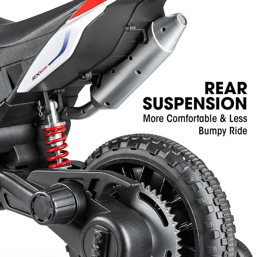 Xootz Aprilia 12V Electric Motorbike Ride On with Lithium Battery - White - Miu Mau Collectibles