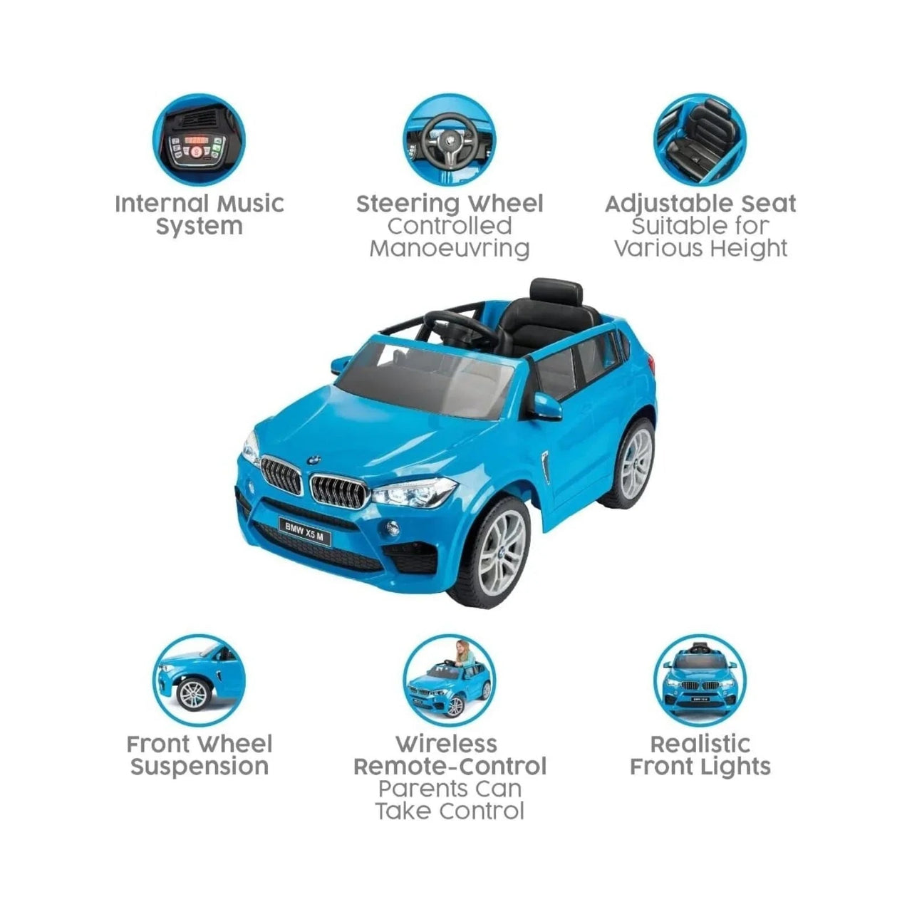 Xootz BMW X5 12V Electric Ride On with Lithium Battery - Blue - Miu Mau Collectibles