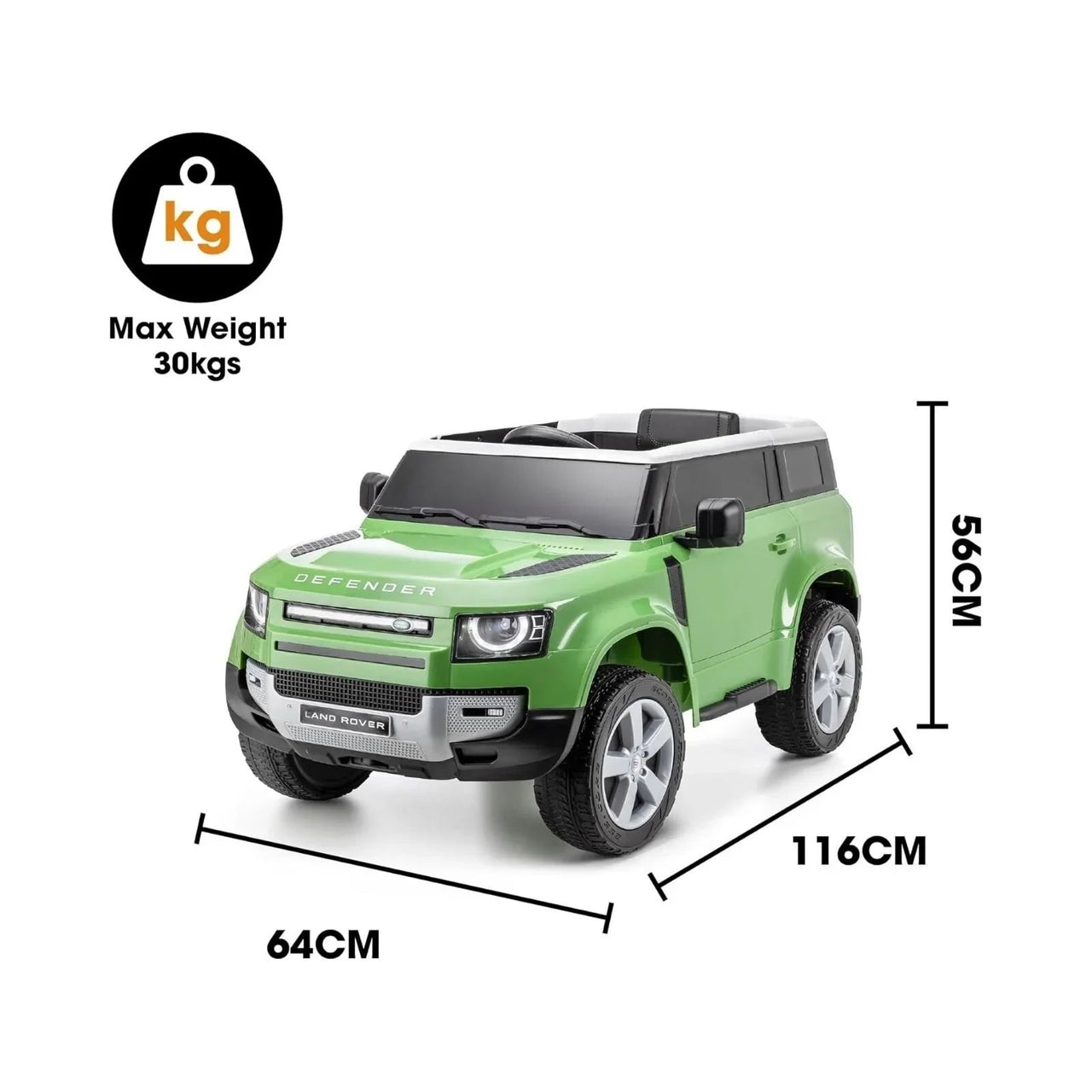 Xootz Land Rover Defender 12V Electric Ride On with Lithium Battery - Green - Miu Mau Collectibles