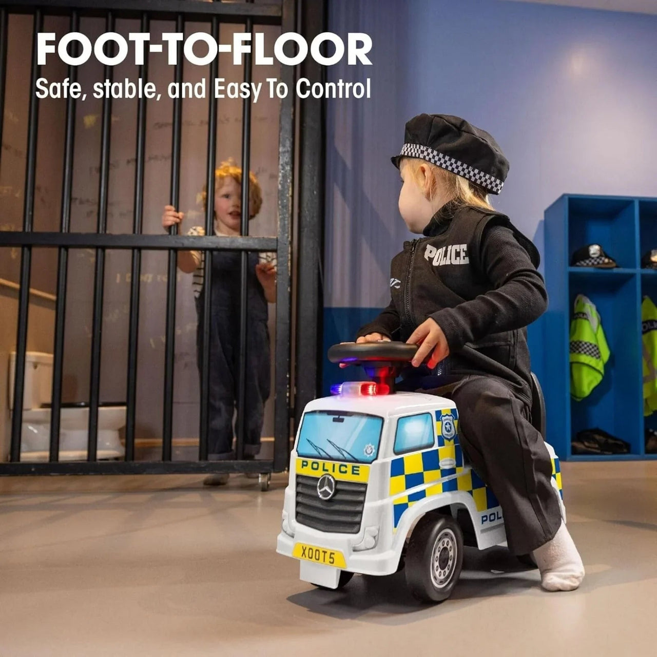 Xootz Mercedes - Benz Police Foot - to - Floor Ride On - White - Miu Mau Collectibles