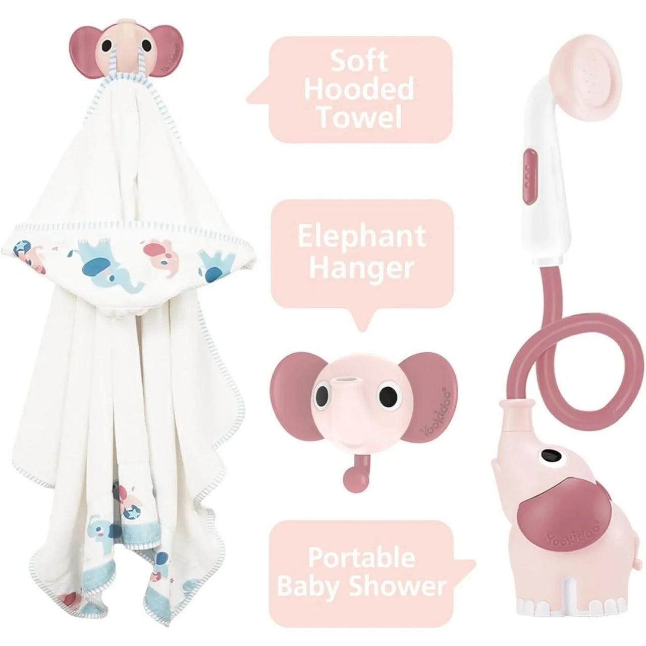 Yookidoo Baby Shower Gift Set Elephant - Blush Pink - Miu Mau Collectibles